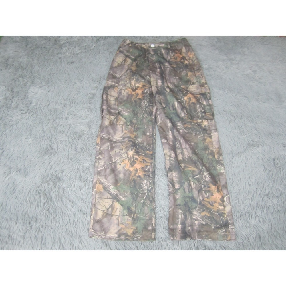 Womens‎ Medium Camo Camouflage Cargo Pants Straight Leg Zip Fly Stick & Leaf